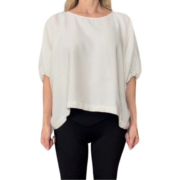 Zara cream linen blend Cropped Oversized top Lagenlook Coastal Boho NWT - Picture 2 of 7